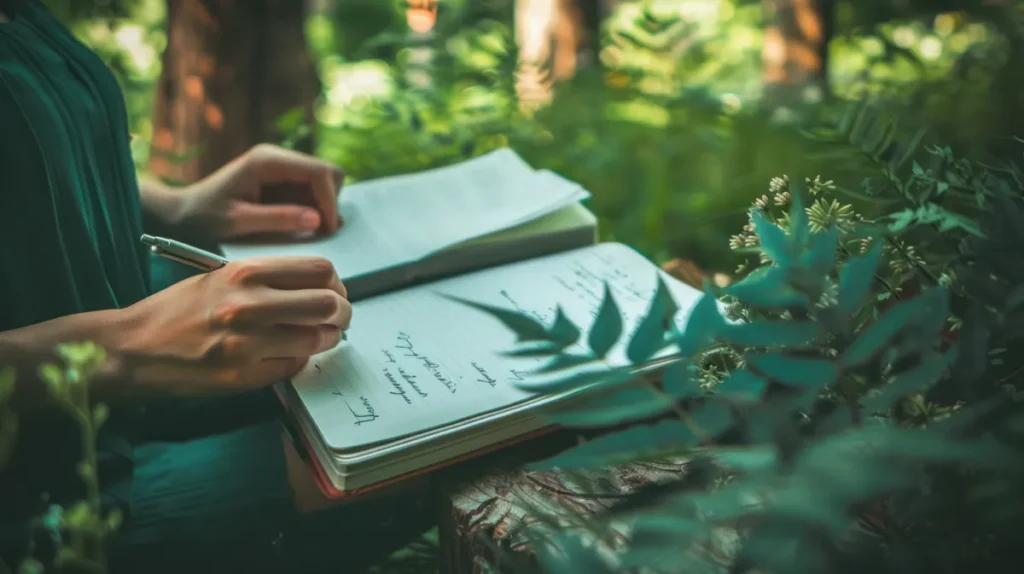Person writing in a notebook using the Clear Forward Tools for ADHD.